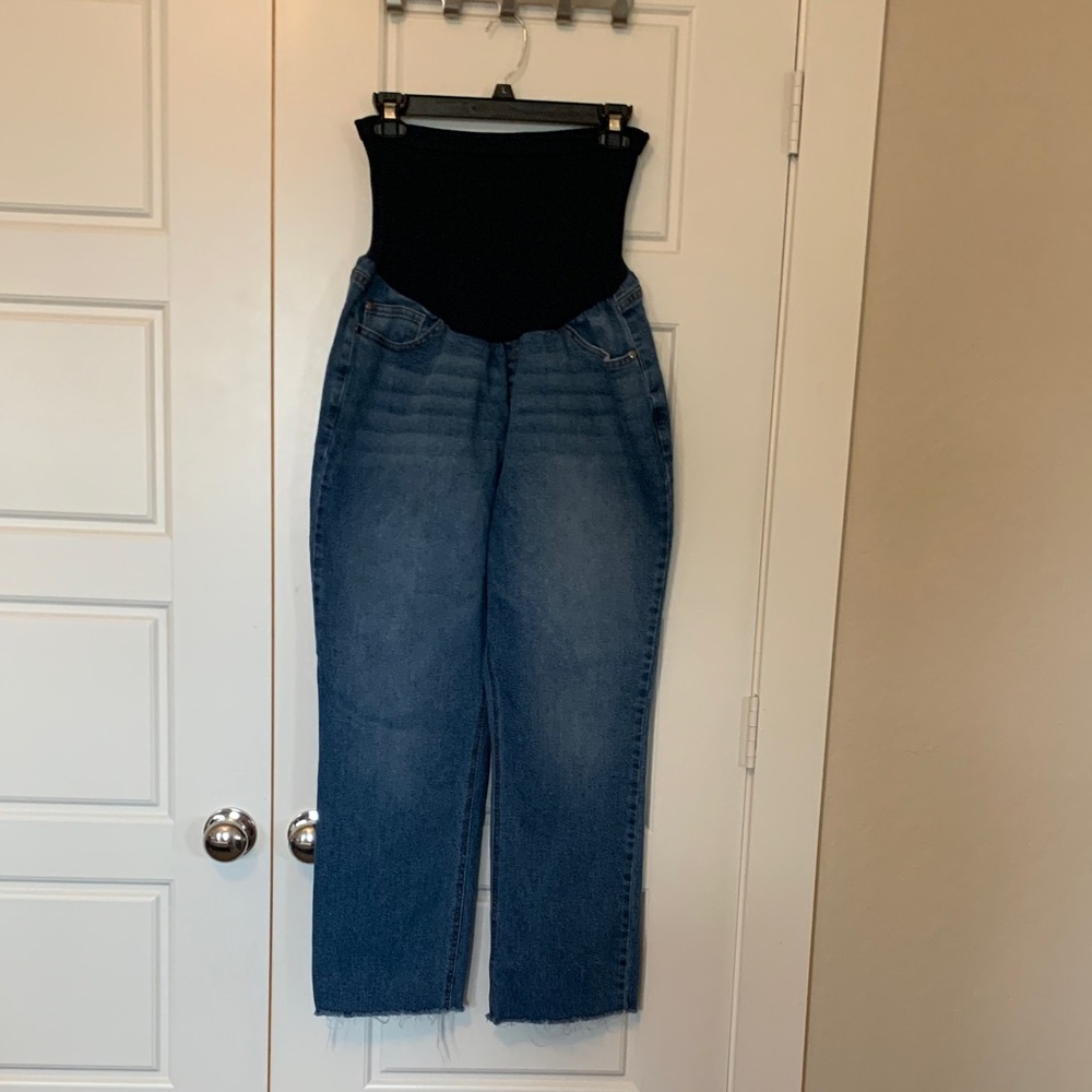Motherhood Maternity Black and Blue Cropped Jeans